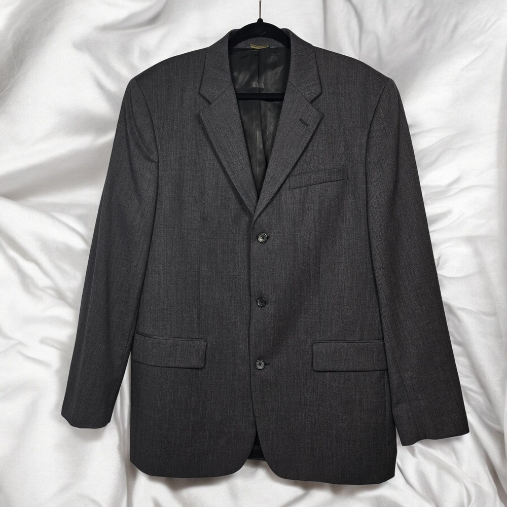 Banana Republic Blazer Men's 44 Long Gray 100% Wool Sport Coat 3 Button Academia
